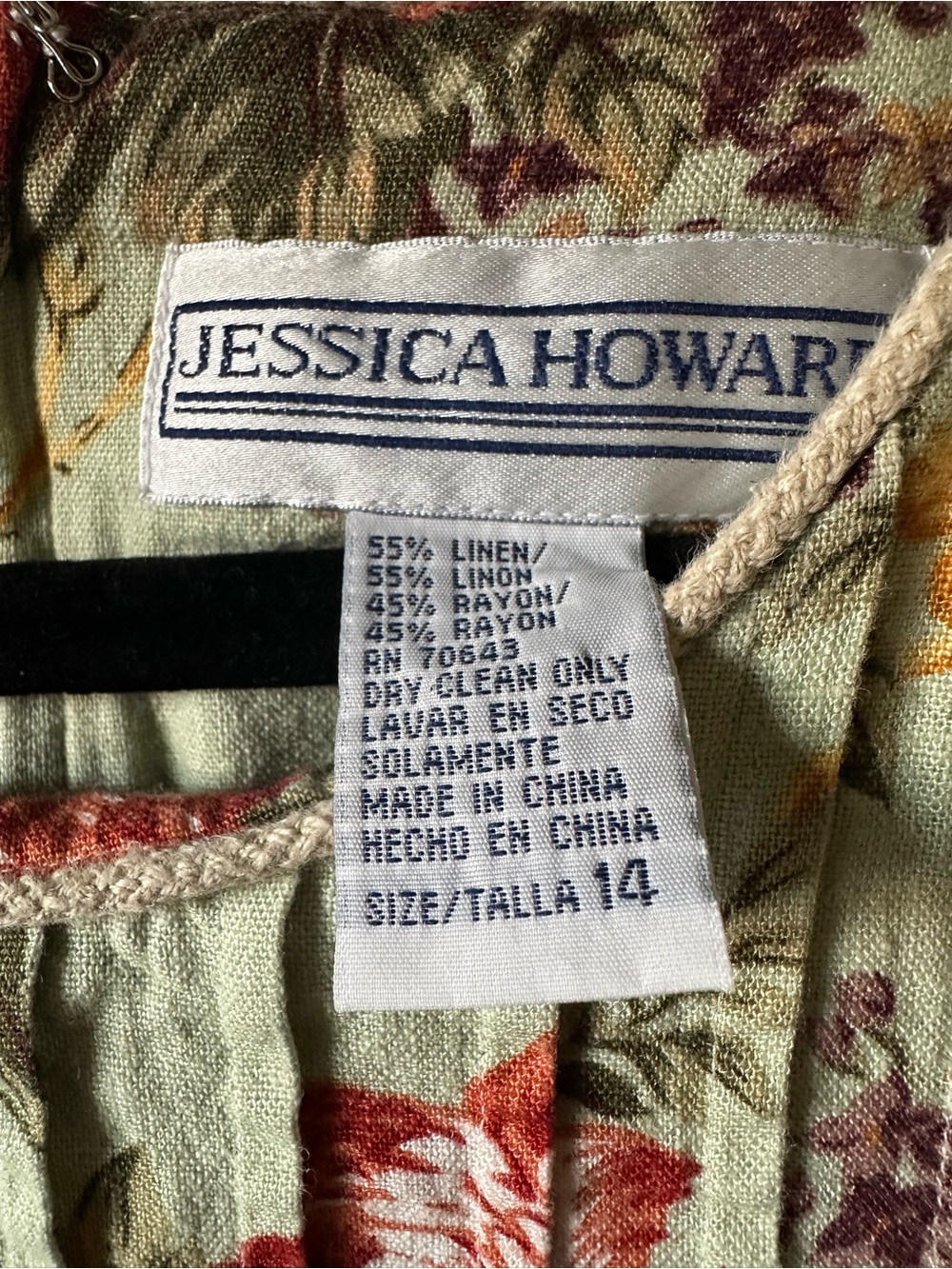 Vintage 90s Jessica Howard Linen Blend Floral Maxi Dress - Picture 3 of 4